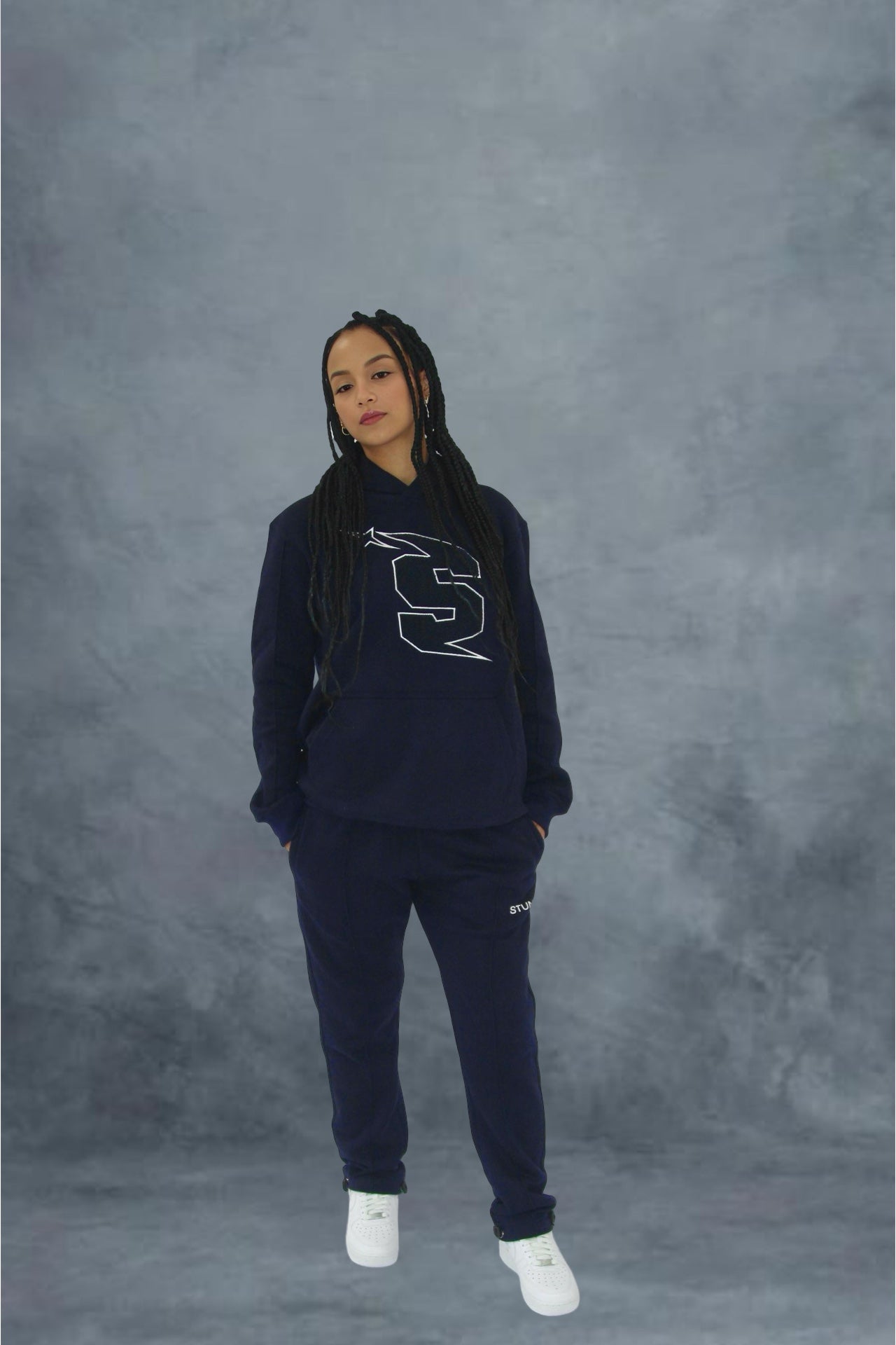 Navy Stunna Hoodie / WOMENS